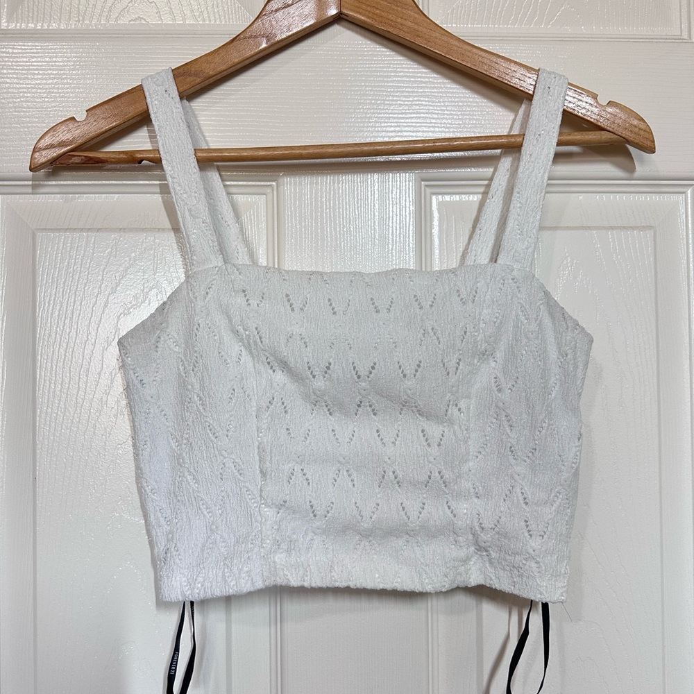 White Lace Sleeveless Crop Top
